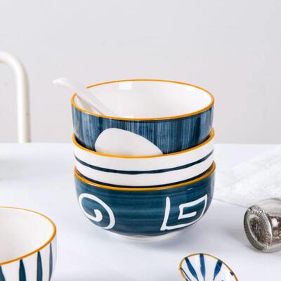 Ramen Bowl Ceramic Tableware Horn Bowl of Ramen Bowls Soup