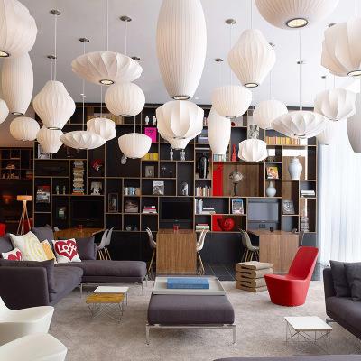 中式餐厅灯榻卧8896室床头禅意榻丝米梯酒店楼灯笼新中式蚕布艺吊