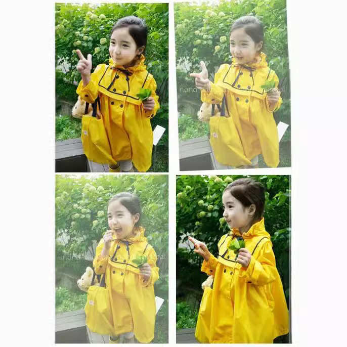 外贸 萌公主时尚女款宝宝儿童防水轻薄透气雨衣 可爱雨披日单