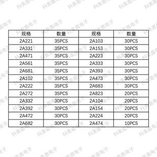 700件24种规格涤纶电容2A221-2A474J薄膜电容器套件电子现货
