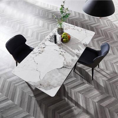 光岩板餐桌新型J4085简约轻奢亮桌网红家用小户型长大方形饭桌椅