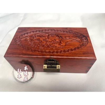 新款独复板缅甸花梨木中式古带锁首饰收纳盒盒核桃印盒章大果紫檀