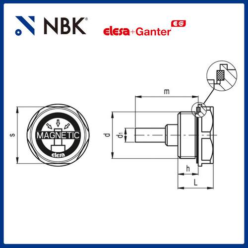 NBK ELESA TMB-HT 磁性油塞 铝制许用温度可达180°C油封机械配件