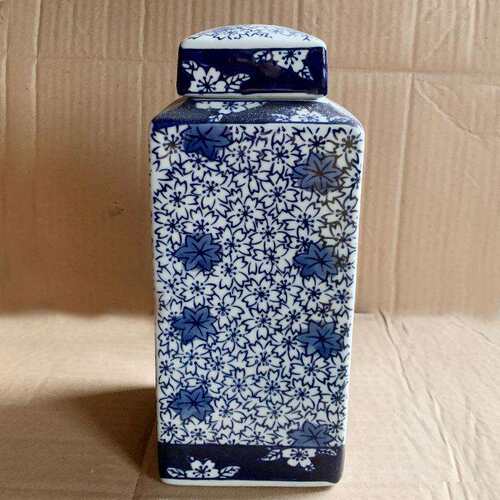 四方储物罐青花瓷陶瓷器小花瓶摆件插花中式博古架客厅装饰工艺品
