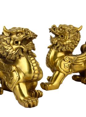 纯T61黄铜铜貔貅招财摆件对家居客厅办公装饰铜器工一品艺貔貅