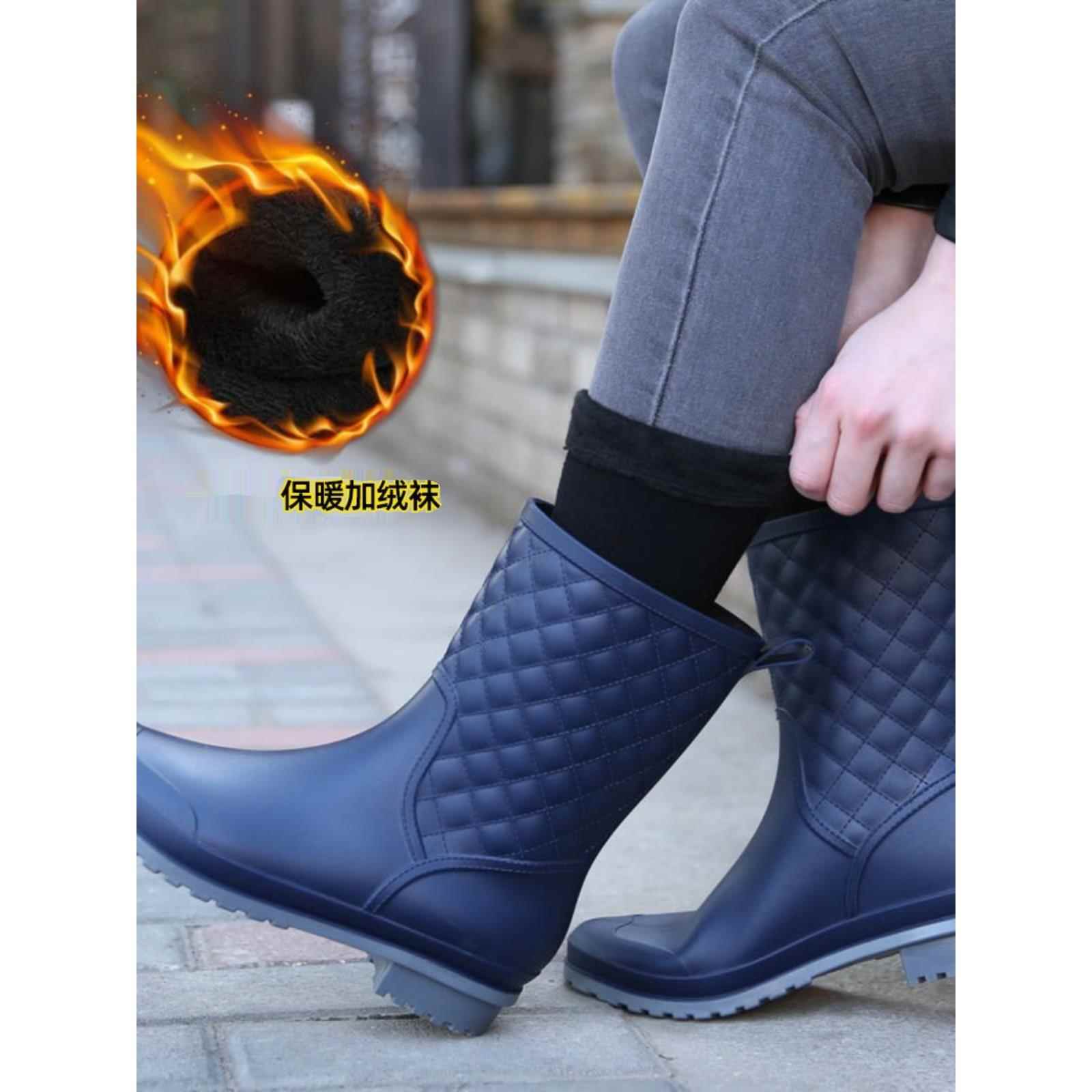 女士雨鞋防滑韩国中筒防水耐磨加厚胶鞋时尚款外穿雨靴大码水鞋图片