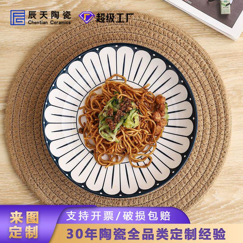 彩绘花式图案陶瓷满天星牛排盘家庭西餐厅用潮流特色大号装饰菜盘