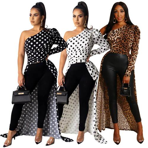 Cross shouldered polka dot shirt dress for women