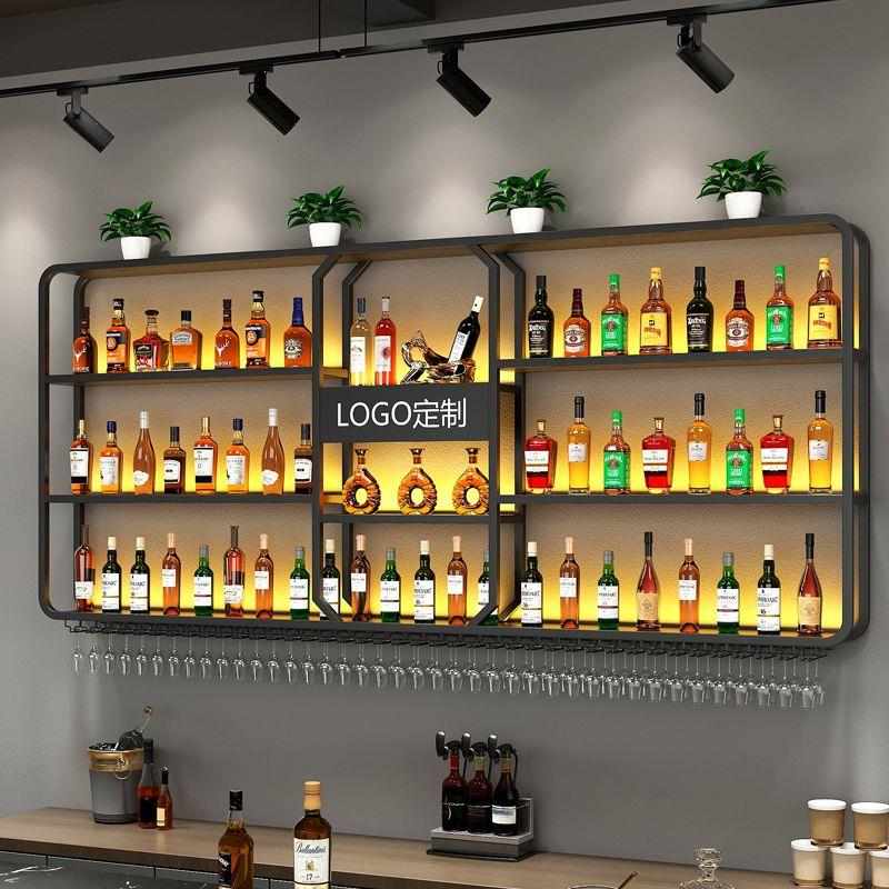 铁艺壁挂式墙上吧台酒架餐厅酒吧酒柜墙上壁挂式墙置物架轻奢工业