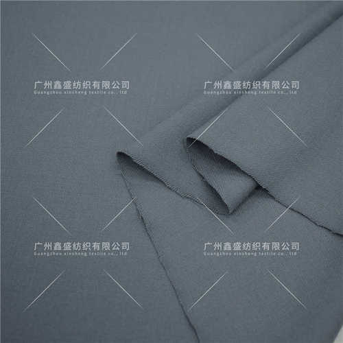 秋冬石灰蓝精纺斜纹毛涤粘双弹绒面哔叽时装套装面料W83486