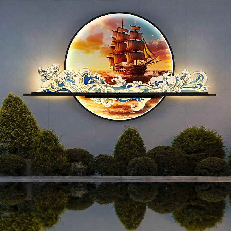 02新款太阳20244户能壁画灯中式别墅庭院氛围背灯景观灯防景水户