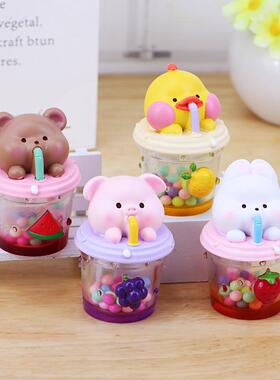 水果缤纷小摆件可爱动物卡通猪公仔家居桌面装饰品少女心生日礼物