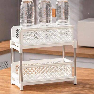 2 Tier Multifunctional Pull Out Cabinet Organizer Large