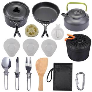 Kit Outdoor Cookware Pots Set Cooking Camping Aluminum
