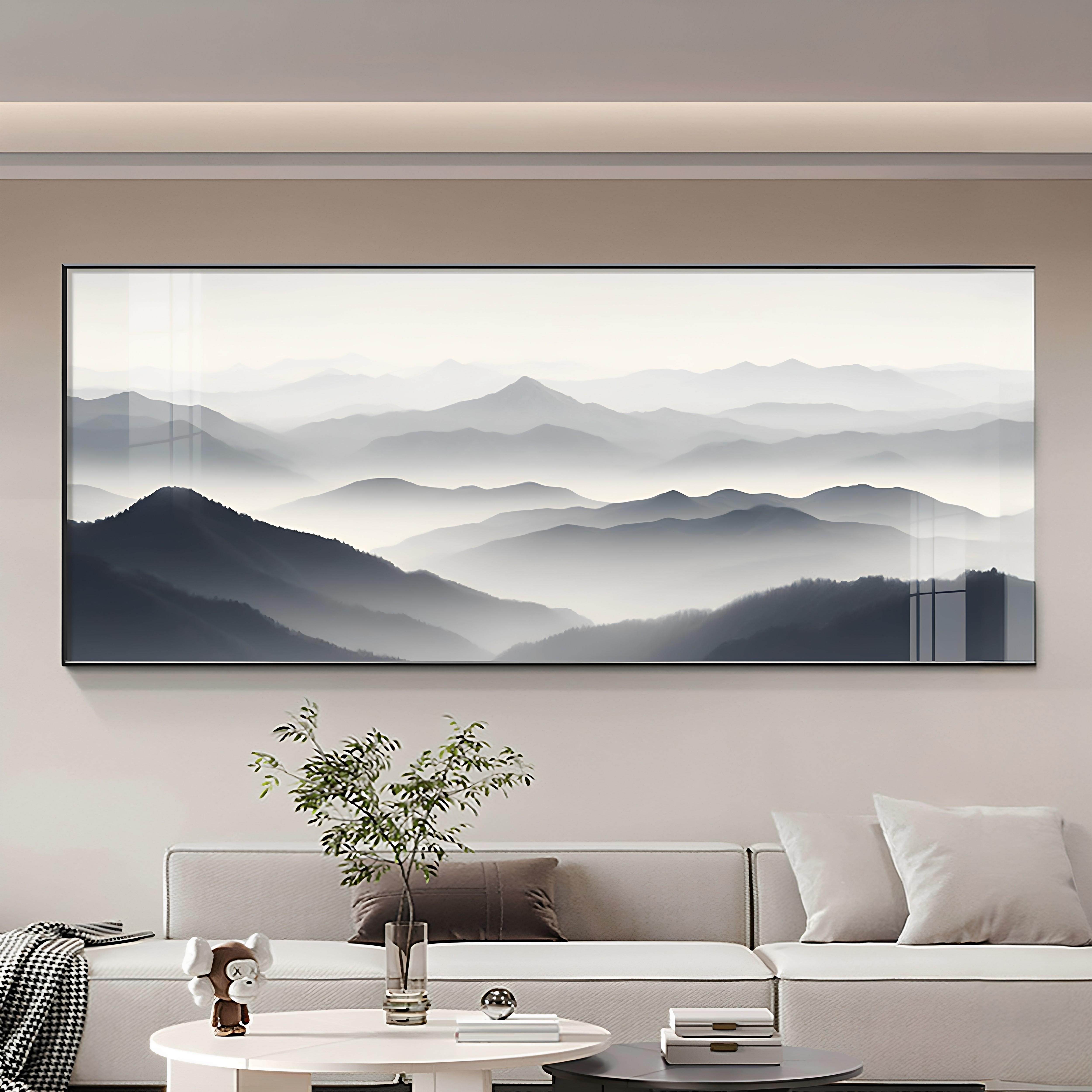 背后有靠山客厅装饰画新中式山水画沙发背景墙挂画高级感大气壁画