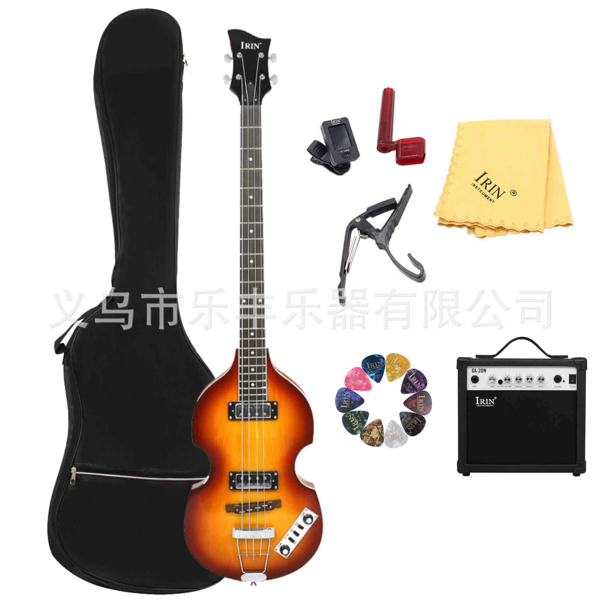 爱润4弦电贝司带F孔木吉他套装枫木材质专业级电贝斯套装练习表演