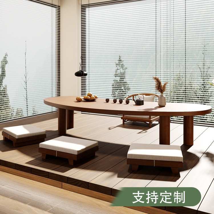 简约矮桌子原木和室茶几桌实木日式榻榻米茶桌中式阳台禅意泡茶桌