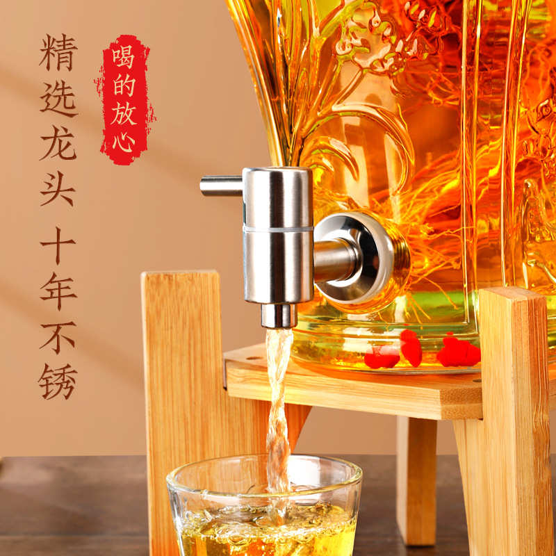 密封泡酒坛酿罐玻璃透明酒坛酒罐加厚带龙头密封罐家用酒桶