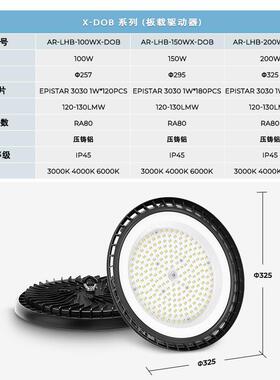 LED工矿灯房吊灯车间高顶灯100W150W200W市场中转仓ufo高湾灯