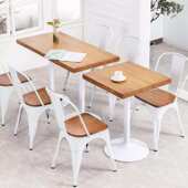 网红餐椅美式 实木咖啡厅餐桌椅组合白色甜品店奶茶店桌椅