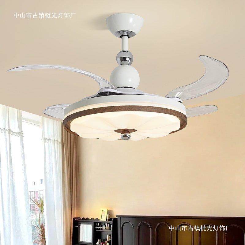 2026新款隐形风扇灯中古奶油极简法式餐厅卧室吊灯客厅吊扇吸顶灯