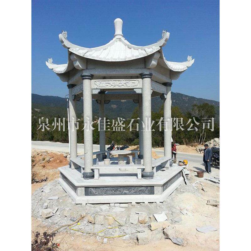 单层双层石亭子石雕中式八角六角亭园林古建庭院广场室外景观亭子