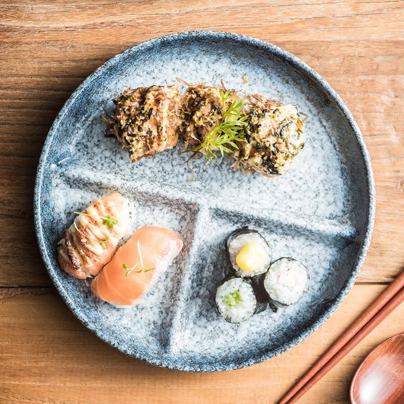 高颜值陶瓷分格盘养生月子餐盘 创意一人份量早餐盘点心盘零食盘