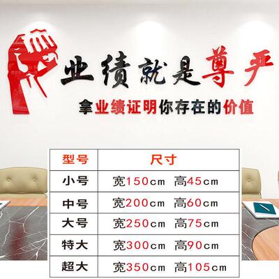 业绩就是严公司办化公室OOW会议室文尊字标团队励志文语墙面装饰