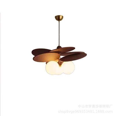 魔豆吊灯卧室灯法式复古中古护眼书房灯日式藤编餐厅实木灯具