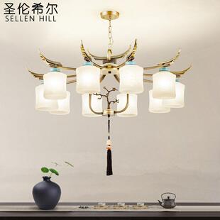 现代简约新中式 楼工程中国风餐厅大吊灯 吊灯客厅大厅酒店别墅复式