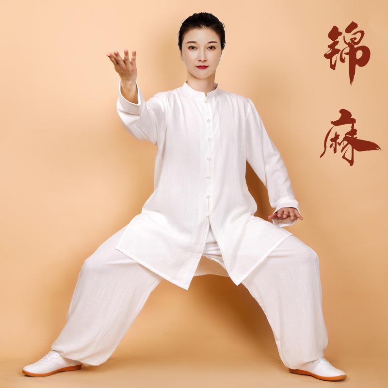 太极服女装2021新款改良棉麻亚麻太极拳武术练功服男中国风春夏季