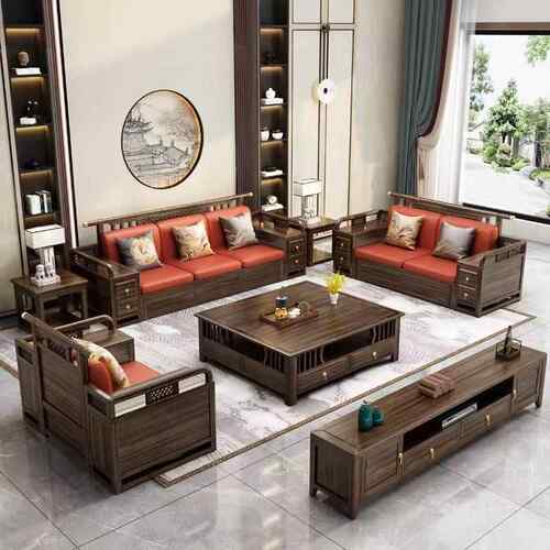 木墅沙发组合新TH--608#中实乌金木沙发中大户型轻奢多人客厅别家