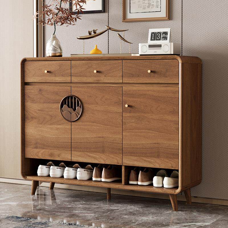 鞋柜家用门口实木色入户新中式玄关大容量收纳储物简约现代门厅柜