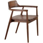 北欧黑胡桃木全实木休闲椅简约带扶手餐椅书椅小户型靠背椅轻奢椅