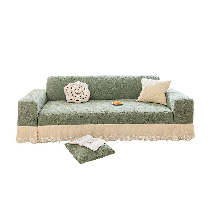 提花绒裙边沙发套罩高级感全包2026新款四季通用防猫抓弹力保护套