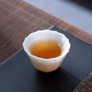德化白瓷冰种玉瓷茶杯羊脂玉瓷功夫茶主人杯陶瓷小品茗杯一对高档