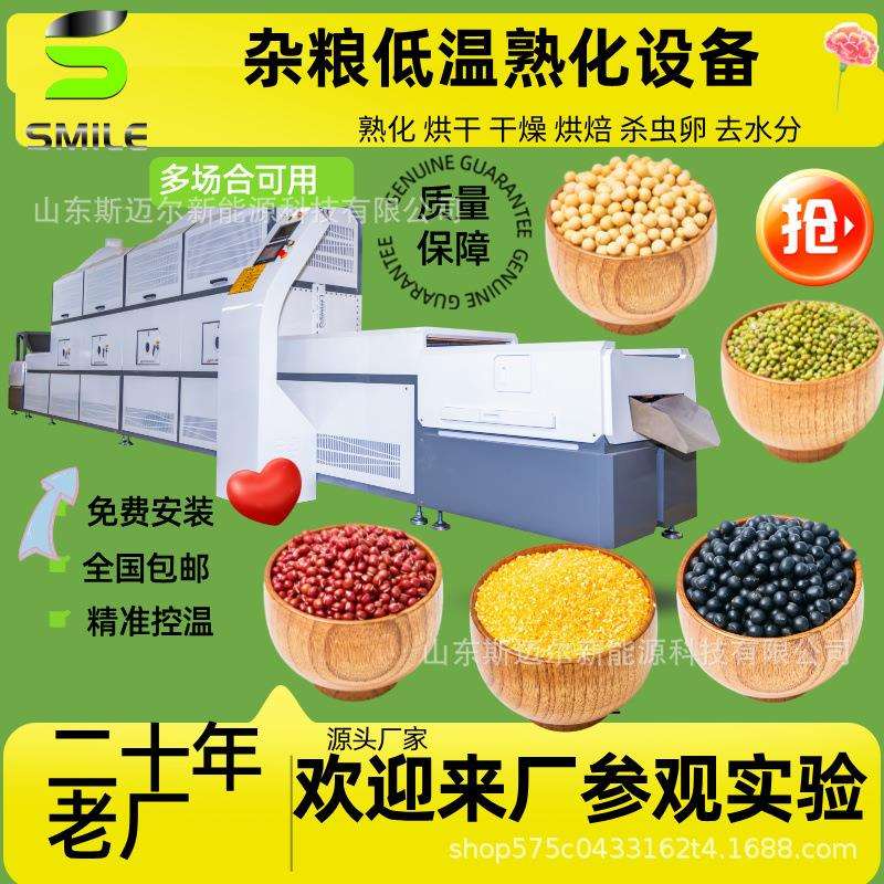 斯迈尔杂粮烘干干燥微波设备 黄豆微波熟化干燥一体机去除豆惺