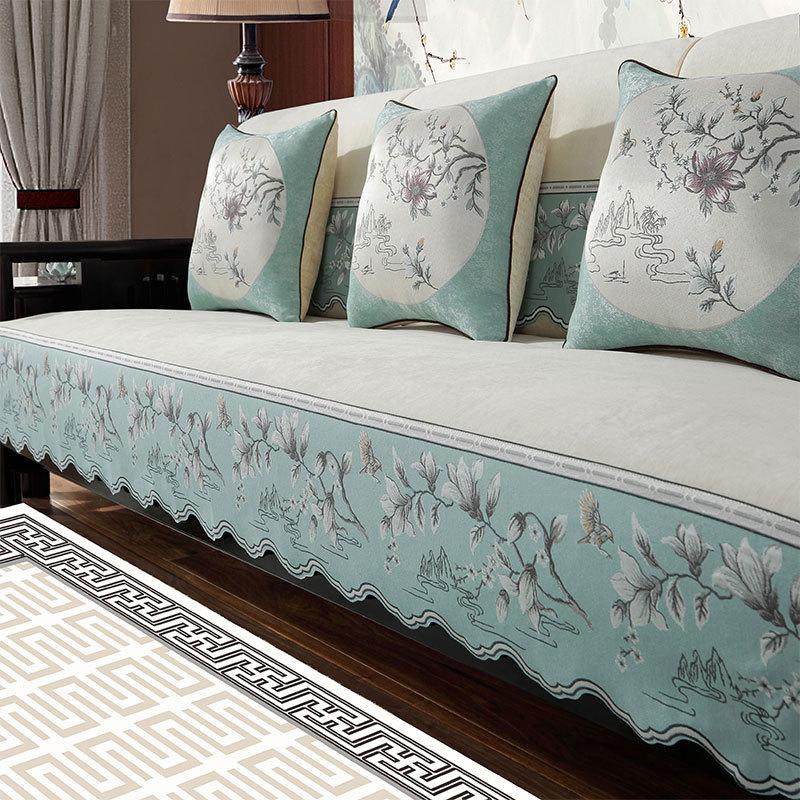 新中式沙发垫座垫四季通用高档红木家具坐垫子实木沙发套罩巾盖布