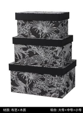 皮革白色编织纹收纳盒轻奢衣帽间衣服储物箱软装搭配装饰品摆件