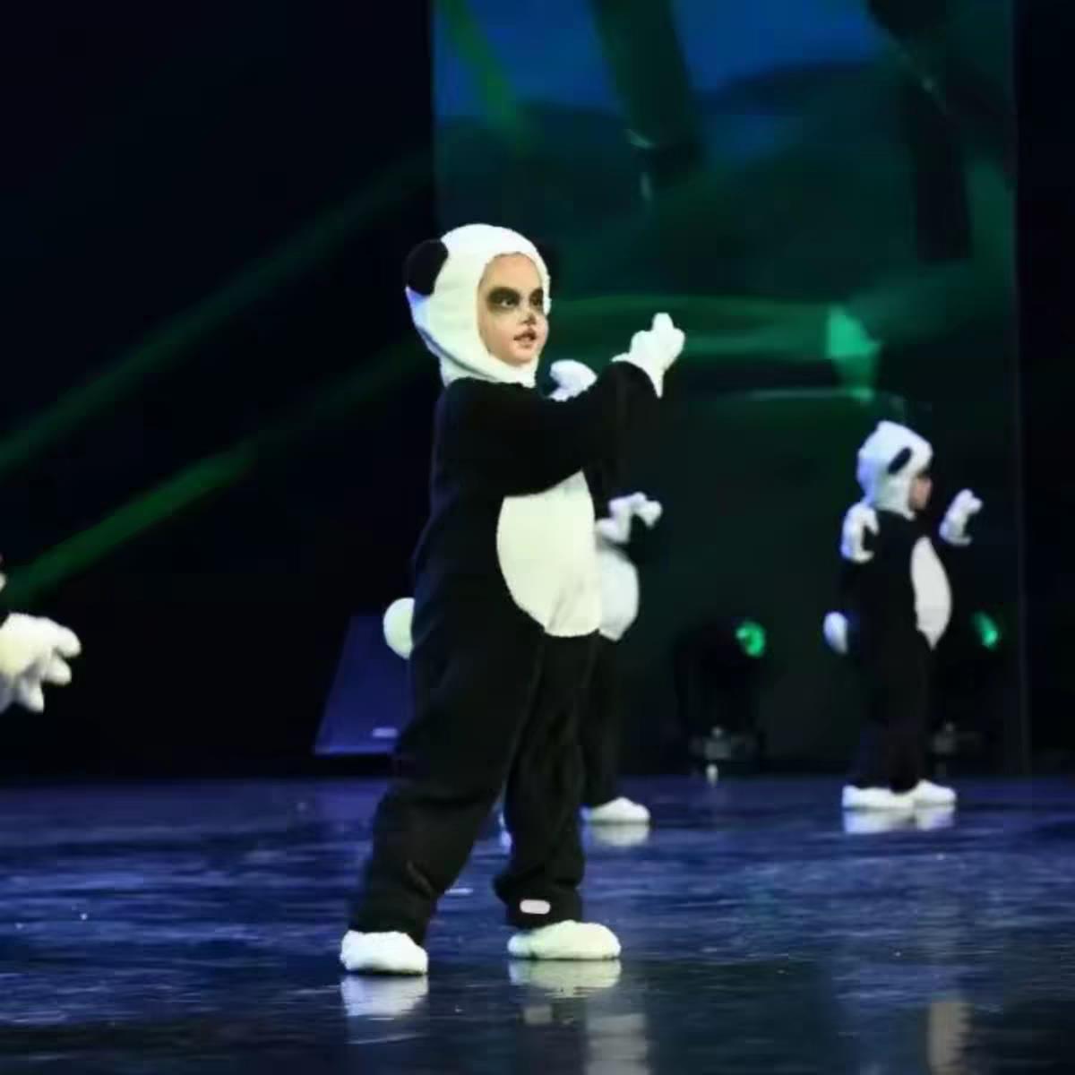 六一大熊猫儿童演出服男女童功夫熊猫套装宝宝卡通动物造型表演服