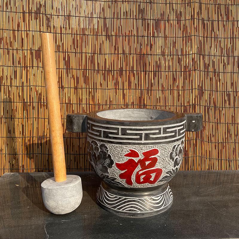 压蒜器蒜臼子青石石臼打糍粑工具家用打年糕石兑窝辣椒缸石窝石缸