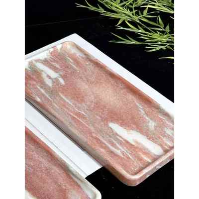 Borgley粉末珠宝储存托法盘饰品天然理石挪威红大托盘IDH芳托香疗