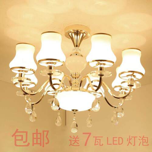 欧式吊灯客厅金色水晶灯现代简约餐厅吊灯美式创意led卧室6头灯具