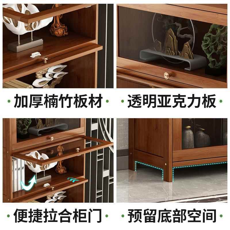 楠竹置书架物架简约公现代落地用办卧室0827-透客厅多层储物收纳
