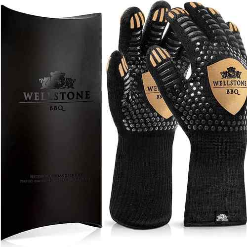 耐高温手套烧烤800度阻燃防烫厨房烤箱微波炉硅胶隔热手套BBQ芳纶