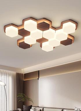 几何室中古奶油厅灯法餐厅客厅灯胡桃客木复古风卧灯书88551房吸