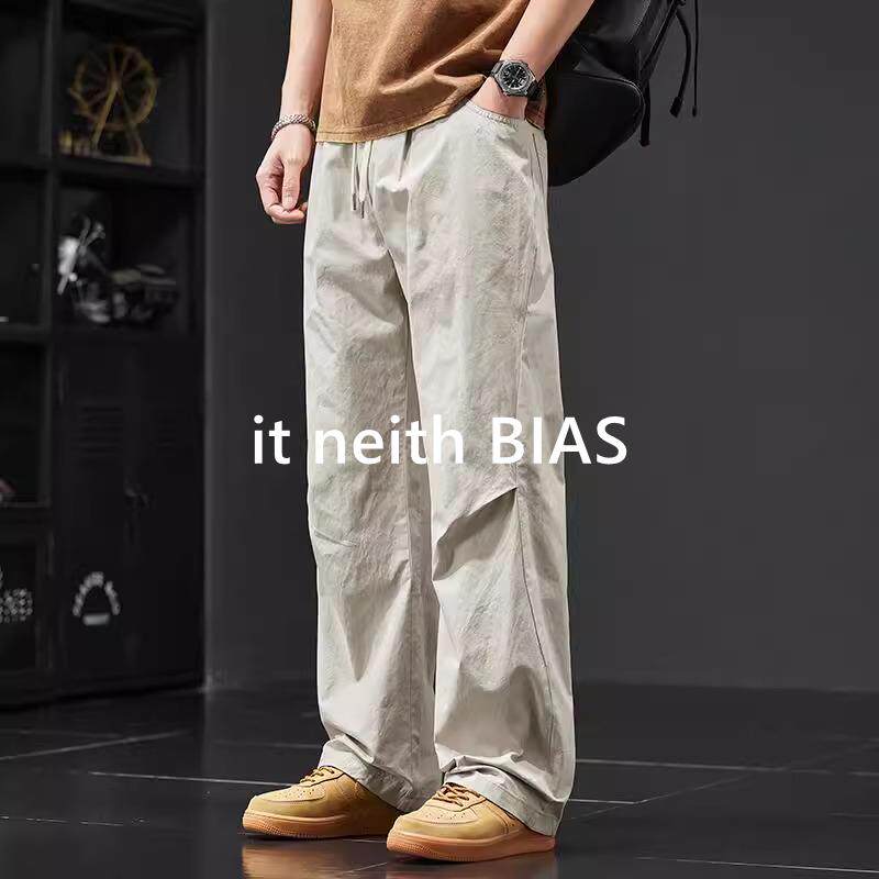 it neith BIAS2025夏季薄款休闲 裤男士宽松直筒阔腿伞兵工装裤子