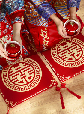 结婚跪垫敬茶坐福垫一对敬酒跪拜红色喜垫新娘改口婚庆用品大全