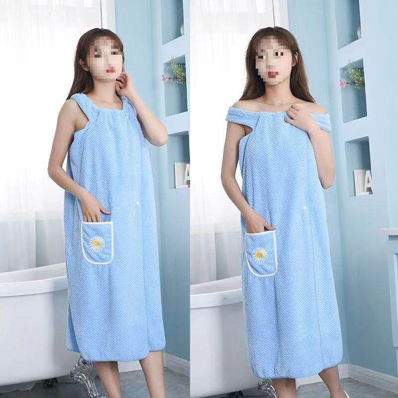 加大吸码穿浴巾新JK221654款女吊浴袍浴裙厚成人可比纯棉水穿戴带
