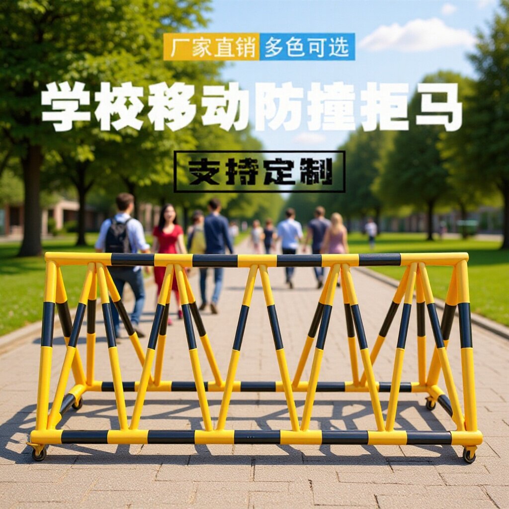 移动拒马路障幼儿园学校单位门口防冲撞镀锌钢管反光交通护栏